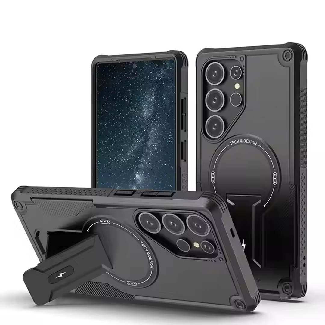 Anti Shock TPU PC Phone Case With Magnetic Folding Stand Holder Mobile Phone Case for Samsung
