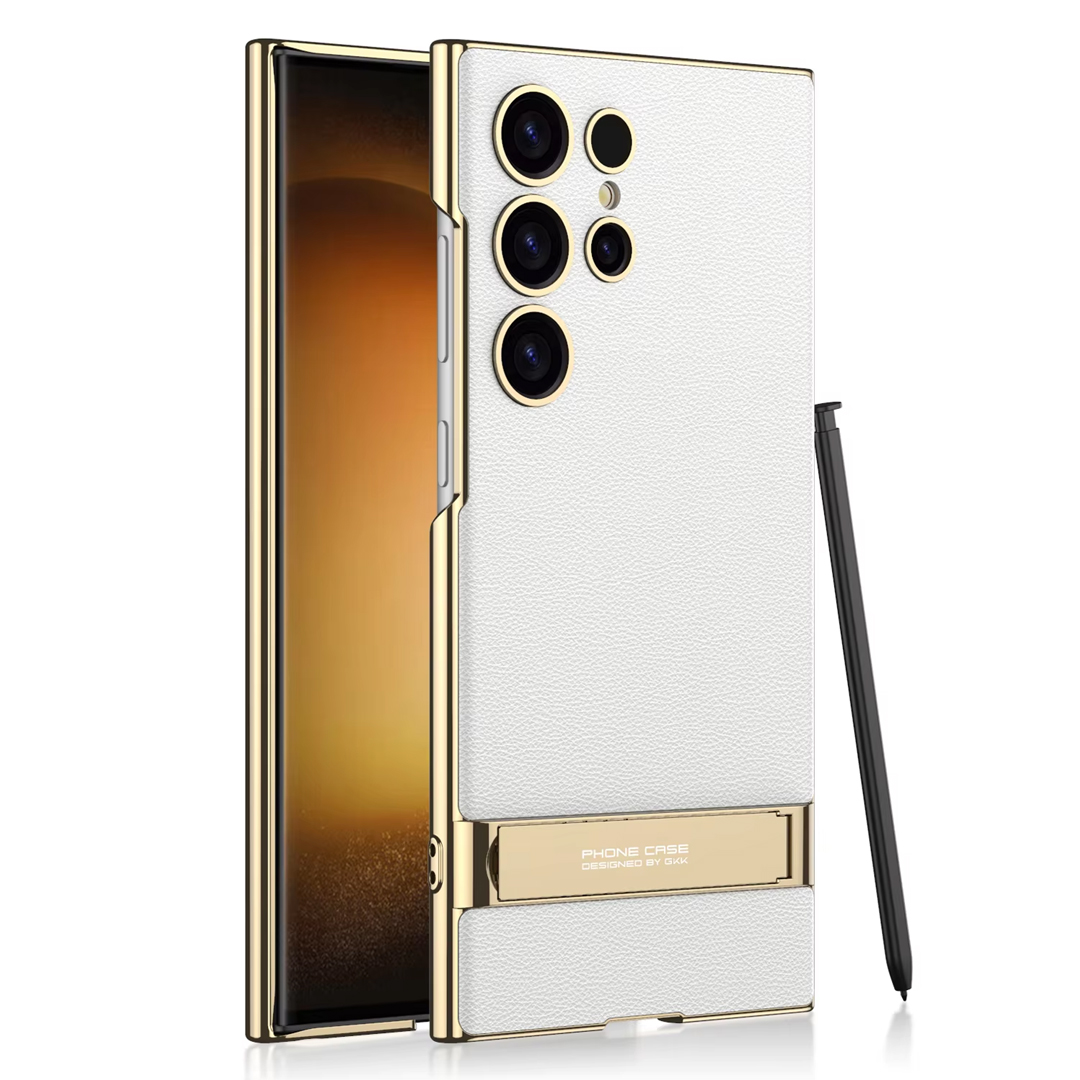 High Quality Electroplated Leather Phone Case for Samsung S23 Ultra Shockproof Cover