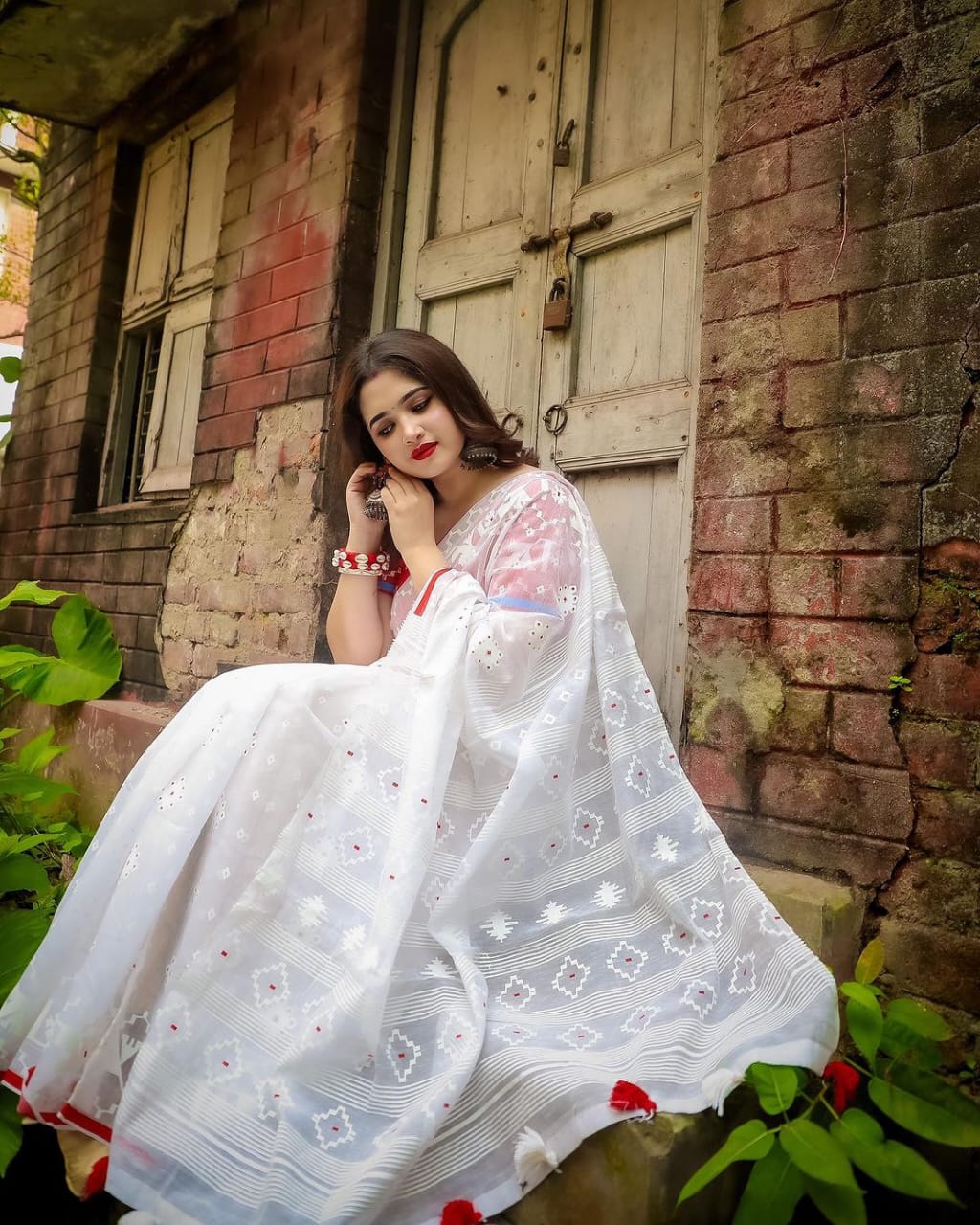 Half Silk Sharee with Blouse Piece